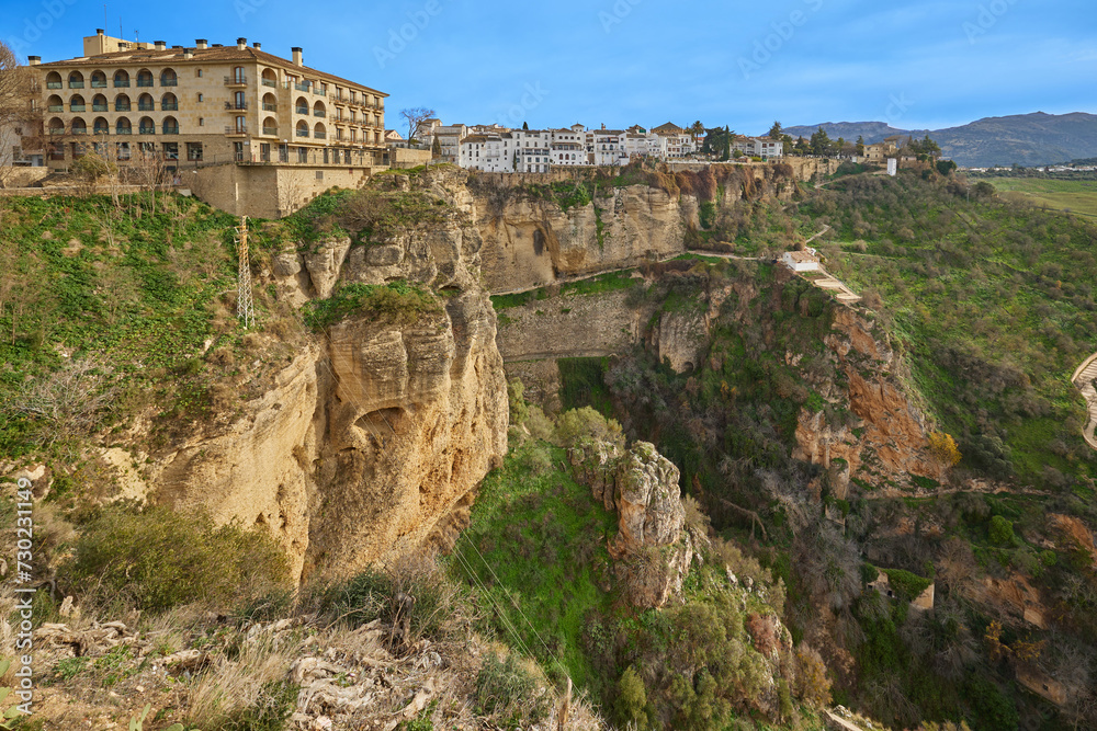 The village of Ronda on top of the cliffs in Andalusia, Spain.