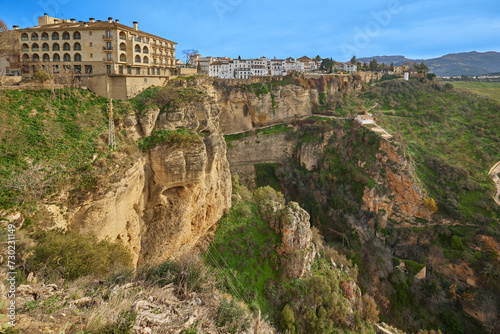 The village of Ronda on top of the cliffs in Andalusia, Spain.