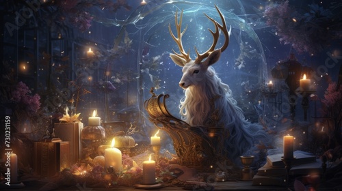 Mythical holiday scene with elements of magic and fantasy. © Cloudyew
