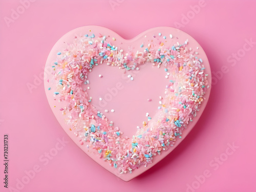 A pink heart-shaped Valentine's Day Cookie