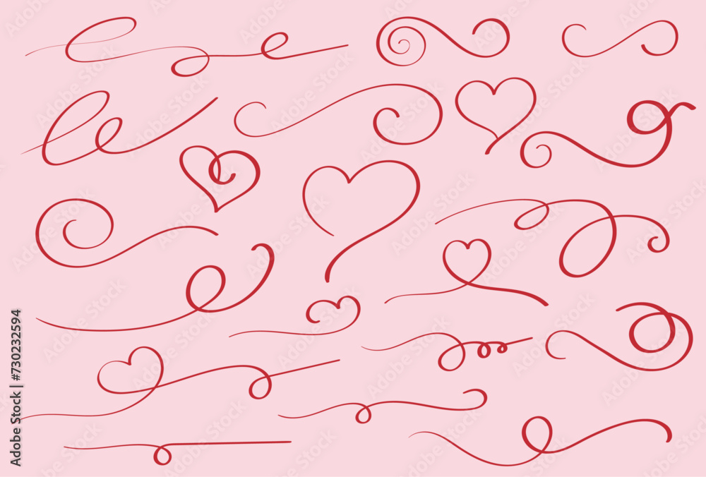 Graceful curls, hearts and loops in vector. Set of graceful elegant decorative elements in vector. Graceful curls, hearts and loops in vector. Set of graceful elegant decorative elements in vector.