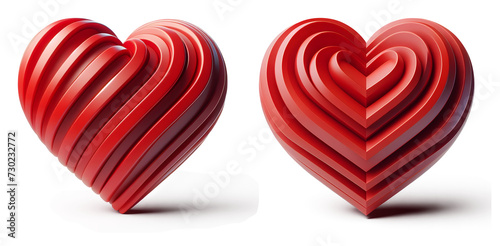 Love Hearts 3d, Valentine Heart, Modern, Isolated on Transparent Background