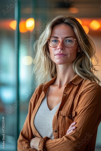 Corporate Business Photography of a Resilient Business Woman Overcoming Challenges and Leading Her Team to Success, Generative AI