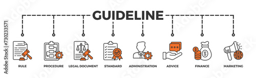 Guideline banner web icon vector illustration concept with icon of rule, procedure, legal document, standard, administration, advice, finance, marketing
