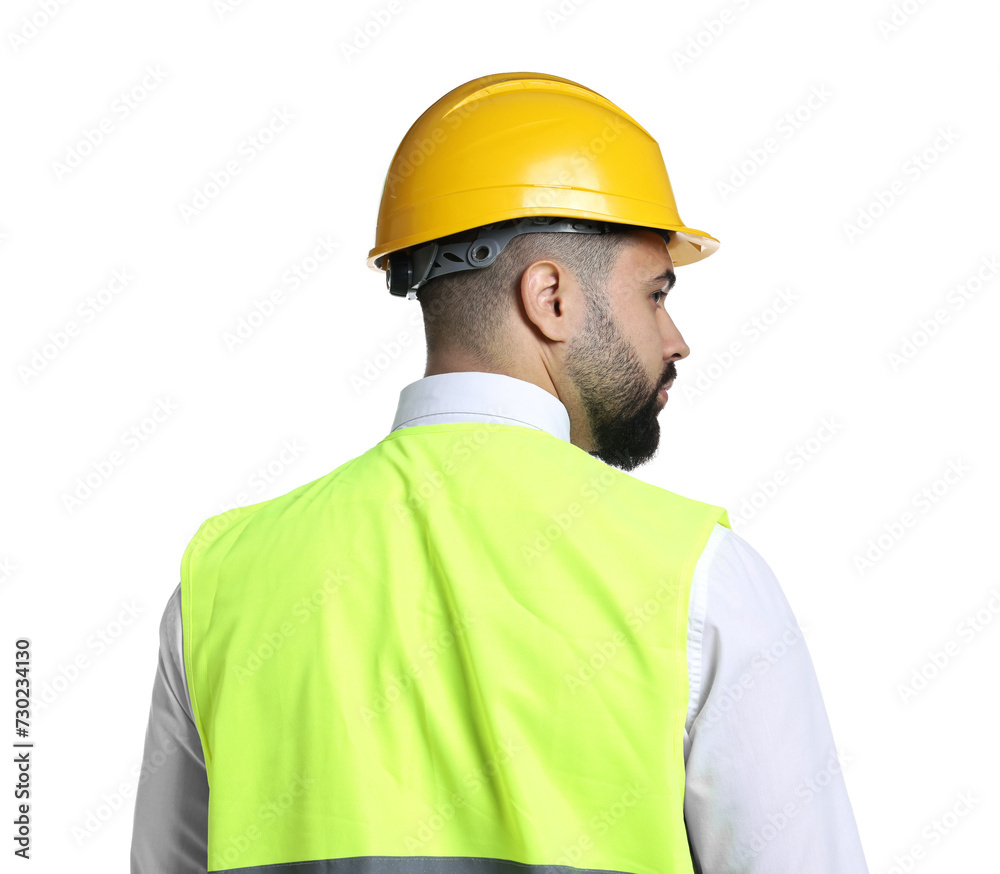 Engineer in hard hat on white background Engineer in hard hat on white background