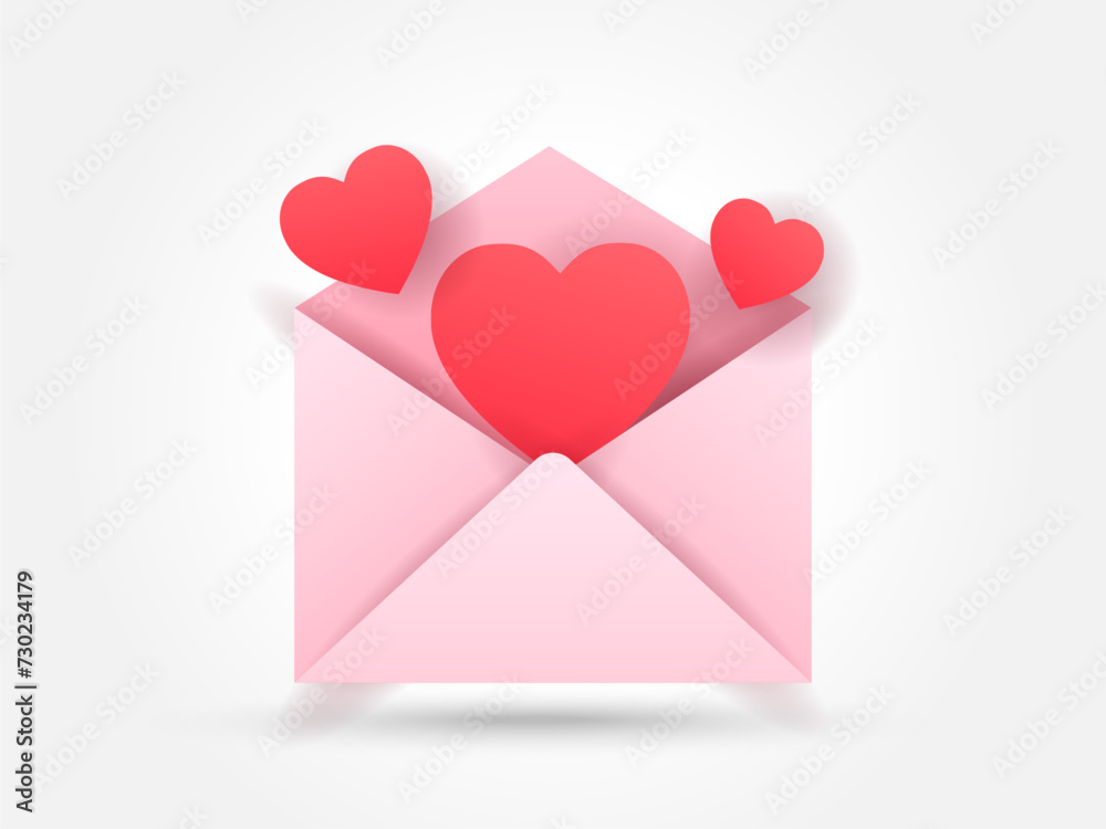 red heart love and message email on white background. love emoji in letter. Symbol of Valentine's day. Giving love mail. vector illustration in flat style modern design.