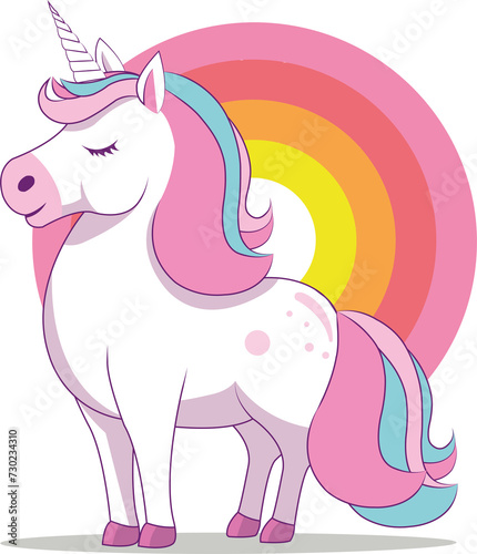 cute pink unicorn with ribbon
