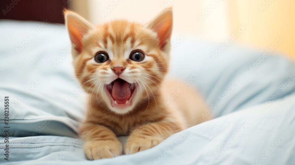 Cute kitten with its tongue sticking out in pure silliness