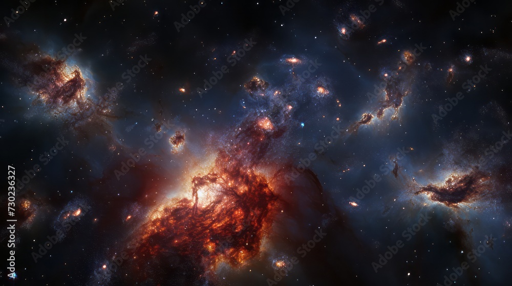 Naklejka premium Galactic cluster, a congregation of galaxies