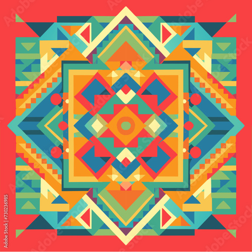 Colorful ethnic patterned background. Aztec style vector illustration.