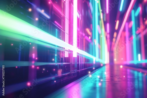 Neon Light Leaks Background with Bright Colors and Glowing Effects for a Futuristic Cyberpunk Vibe © sebelum