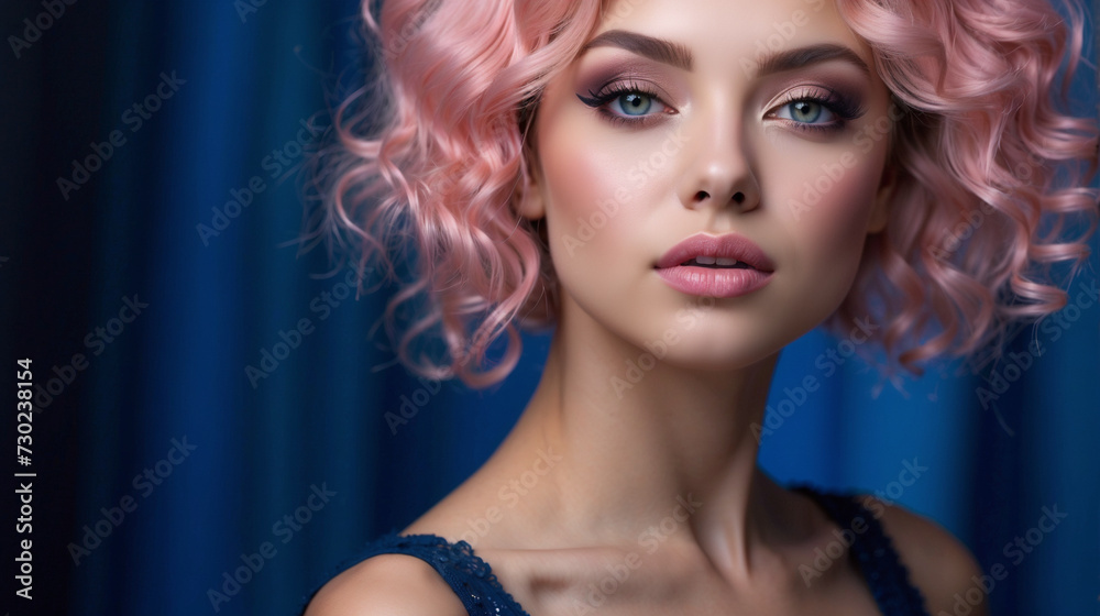Fototapeta premium Pink hair model woman