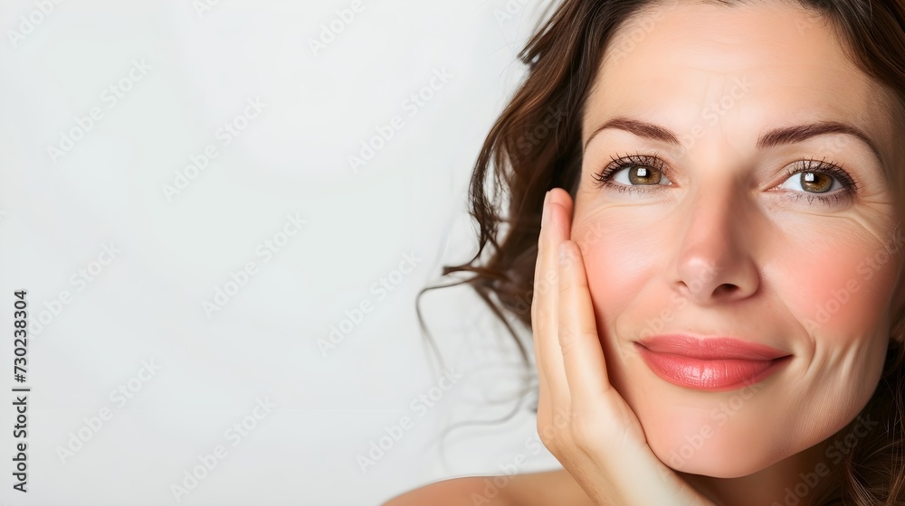 A woman's face with her hand on her face A woman's face with her hand on her face