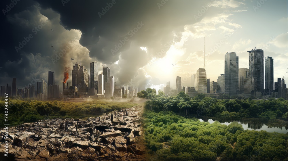 The impact of urbanization on climate change and global warming Stock ...