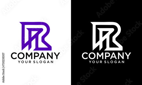 Unique attractive creative modern connected technological PR RP P R initial based letter icon logo.