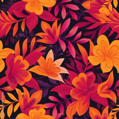 Latin Floral Seamless Design. A seamless Latin floral pattern with rich, vivid colors.