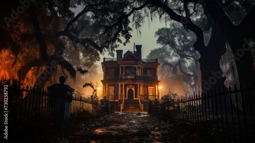 Haunted House with Dark Horror Atmosphere. Neural network AI generated art