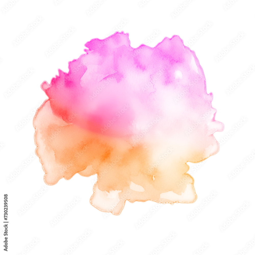Abstract colorful watercolor splashes on a transparent background. PNG
