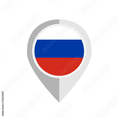 Flat design Russia flag map pin icon.