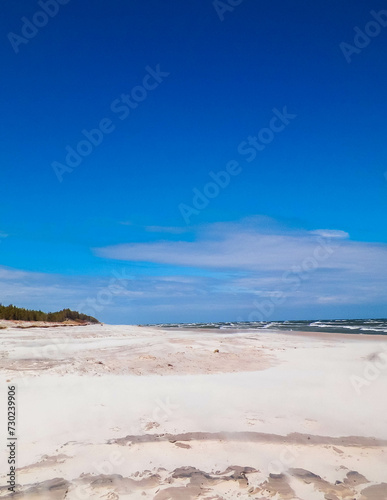 Sandy beach in Stilo, Poland. Baltic Sea coast.