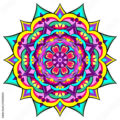 Mandala wit different colors ethnic ornament	
