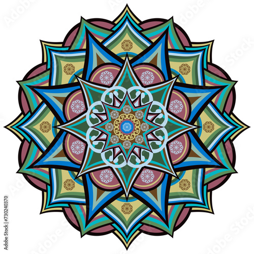 Mandala wit different colors ethnic ornament	
