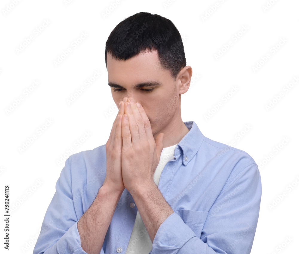Portrait of sad man on white background Portrait of sad man on white background