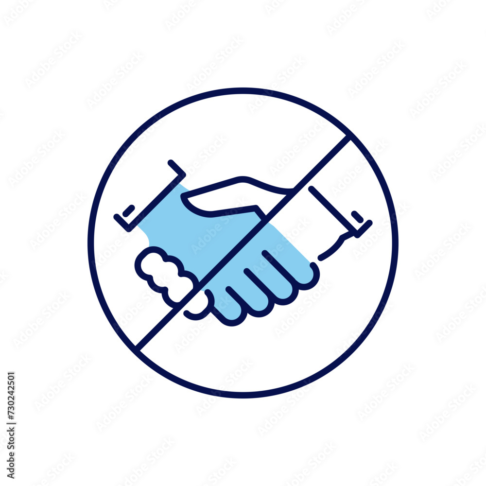 Avoid Contact related vector icon. Prohibition sign shaking hands. Isolated on white background. Editable vector illustration Avoid Contact related vector icon. Prohibition sign shaking hands. Isolated on white background. Editable vector illustration