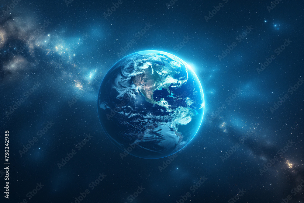 Planet Earth globe in the space, Blue ocean and continents - obrazy, fototapety, plakaty 