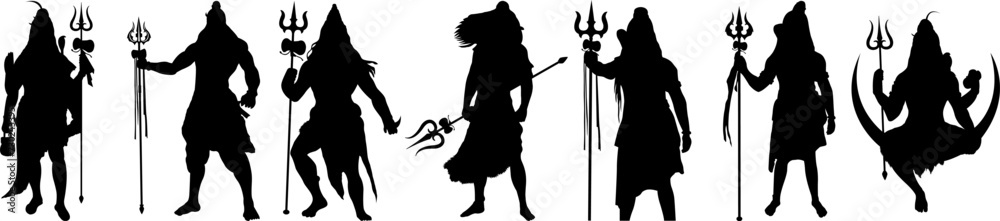 Lord Shiva Silhouettes Design For Happy Shivaratri Lord Shiva Silhouettes Design For Happy Shivaratri