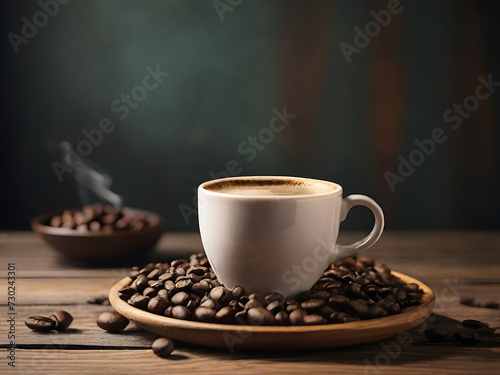 cup of coffee with beans