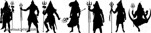 Lord Shiva Silhouettes Design For Happy Shivaratri