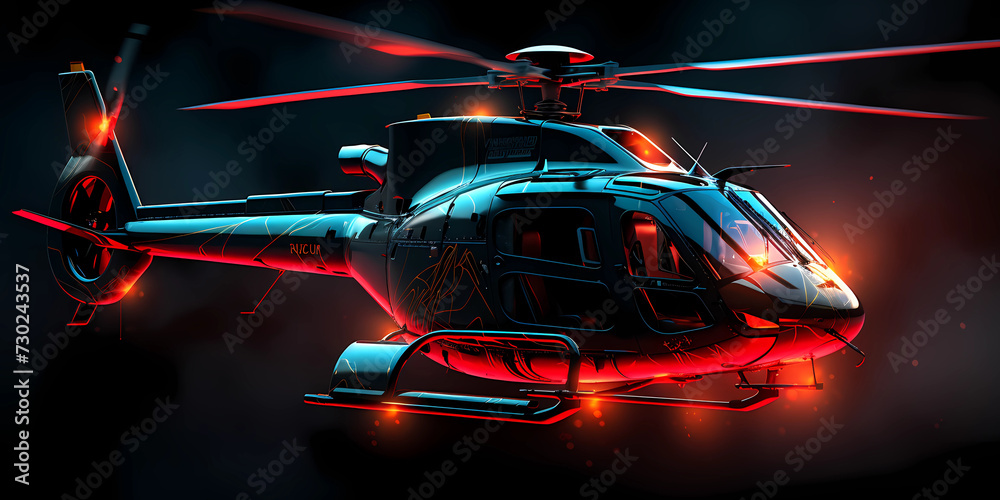 Glowing Helicopter at night