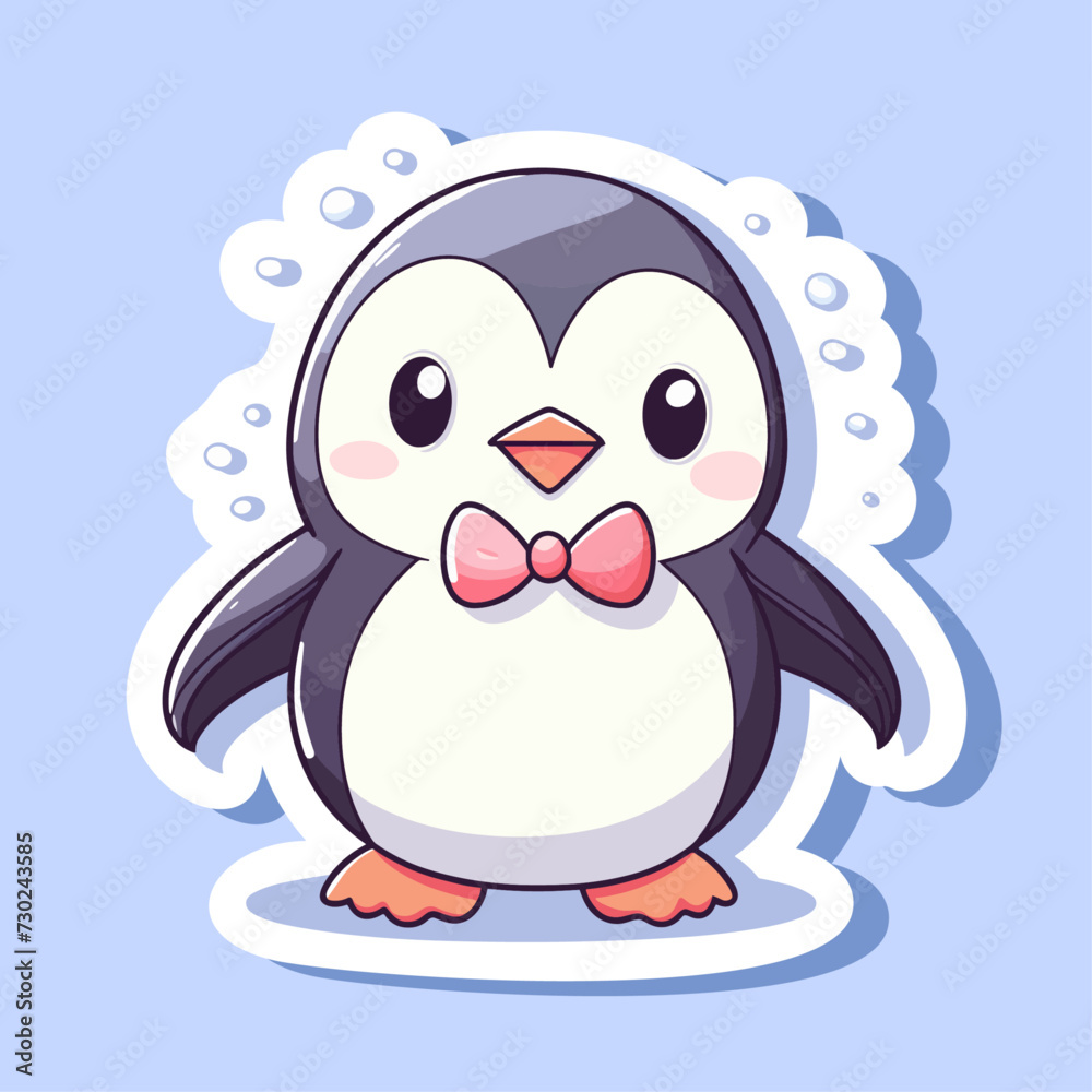 Obraz premium Cute penguin illustration for kids. adorable animal clipart for children Vector flat cartoon illustration Animal character for kids sticker isolated
