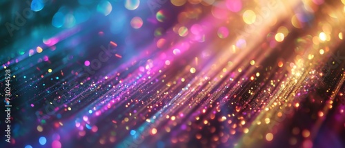 Wide-angle view of vibrant bokeh lights with a glittery effect © Lidok_L
