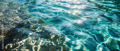 Sunlight dances on the rippling turquoise waters of a serene pool