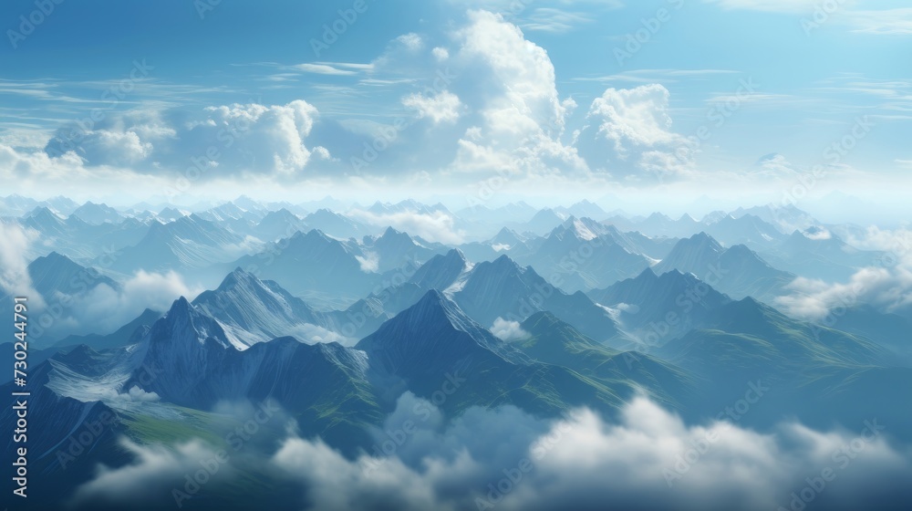 Mountain landscape with clouds and a breathtaking view, evoking a sense of grandeur and natural beauty
