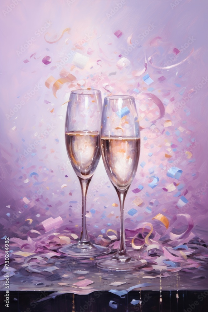 Champagne Toast with Confetti Champagne Toast with Confetti