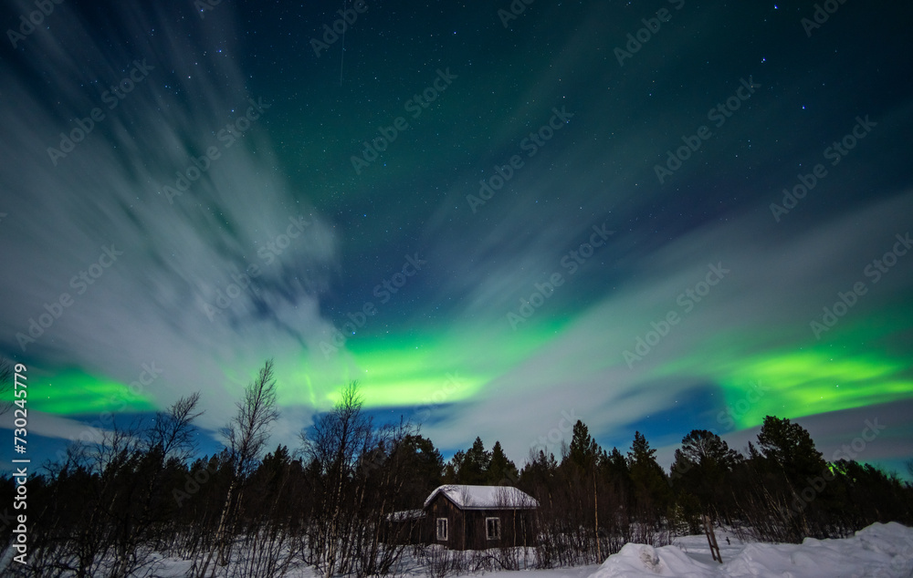 Northern lights (Aurora Borealis) in Swedish Lapland