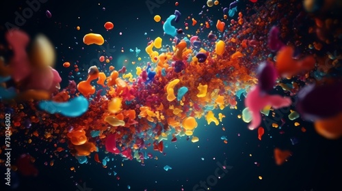 Colorful particles forming and transforming into different objects or symbols, offering a visually captivating and dynamic effect