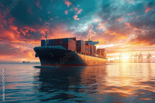 AI cargo ship technology for global logistics and supply chain.