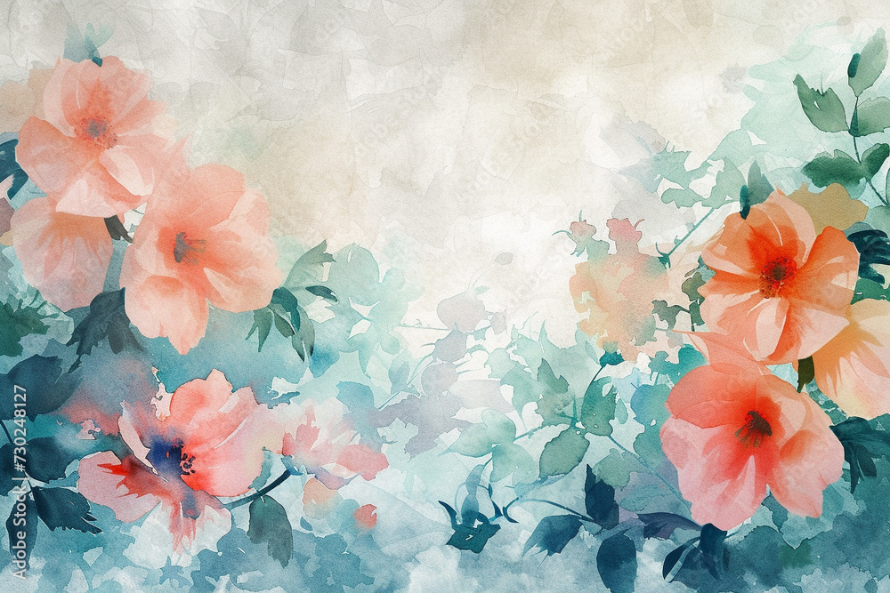watercolor background with poppies