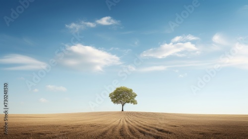 Minimalist image of a single tree in an empty field, representing individuality and the need for self-evaluation