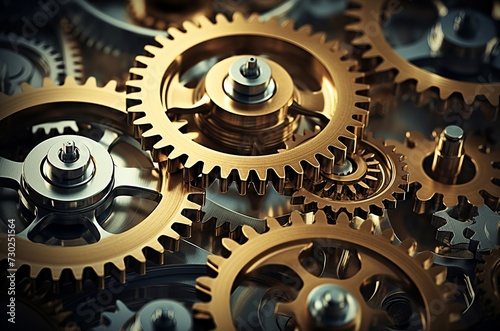 Precise Manufacturing gears. Engine work wheel. Generate Ai