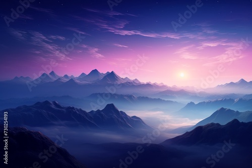 Majestic sky background with a full moon rising over a mountain range © KerXing