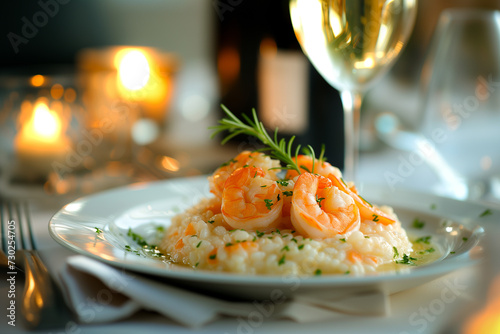 Shrimps risotto and white wine