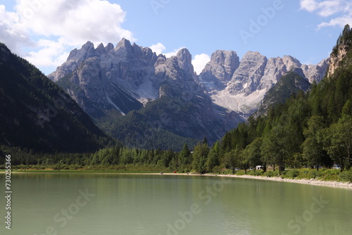 Fototapeta Naklejka Na Ścianę i Meble -  Lago di Landro with Monte Cristallo in background, Dolomites, Italy