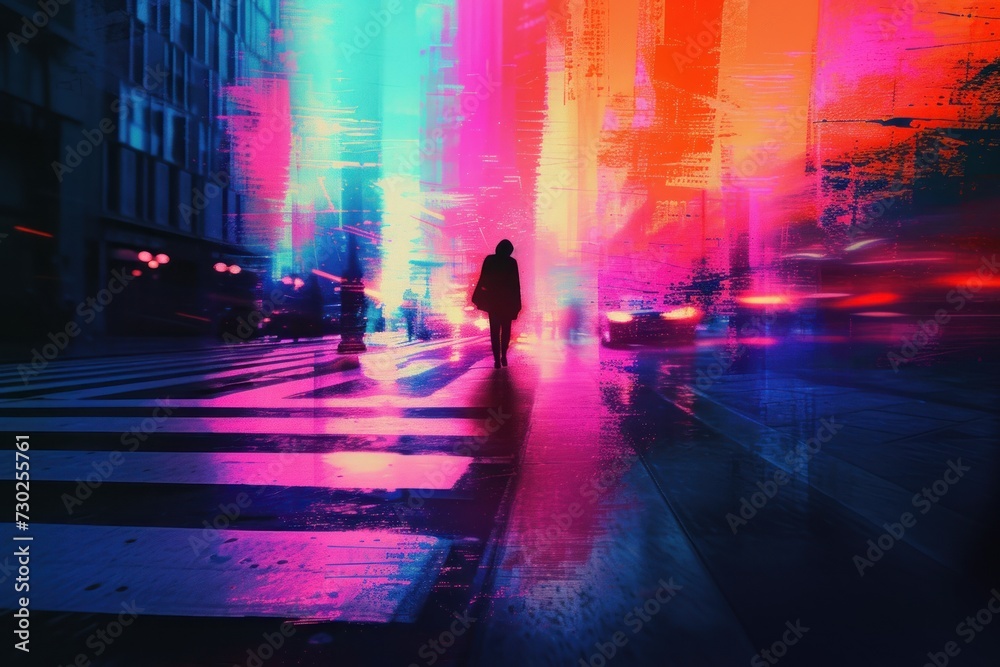 Urban Light Leaks Background with Gritty Textures and Vibrant Urban Colors, Capturing the Energy of City Life