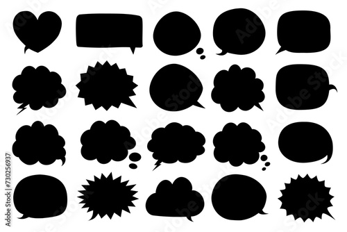 Set of diverse black speech bubble shapes for communication themes vector 10 eps photo