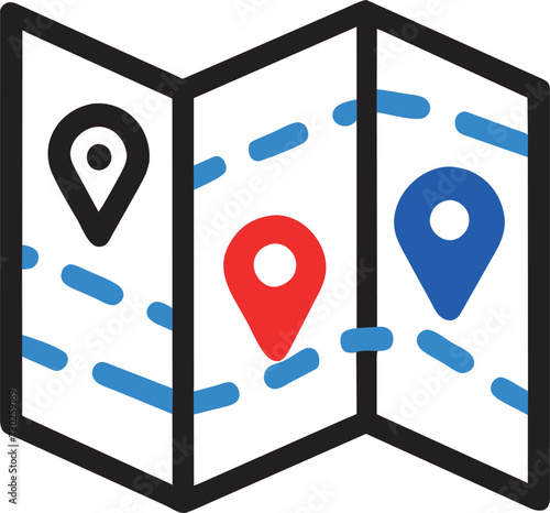 a street map, vivid colors with beach, icon